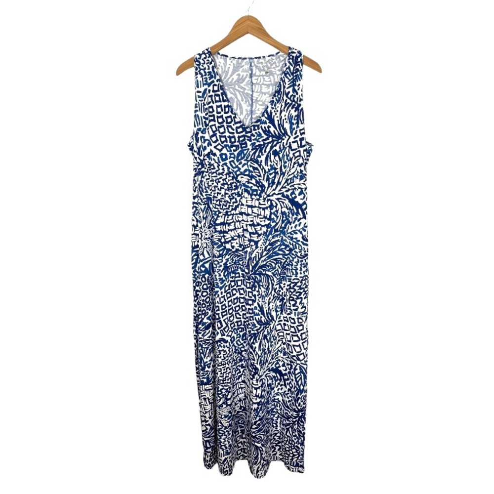 Lilly Pulitzer Blue and White Sleeveless V-Neck Sundress